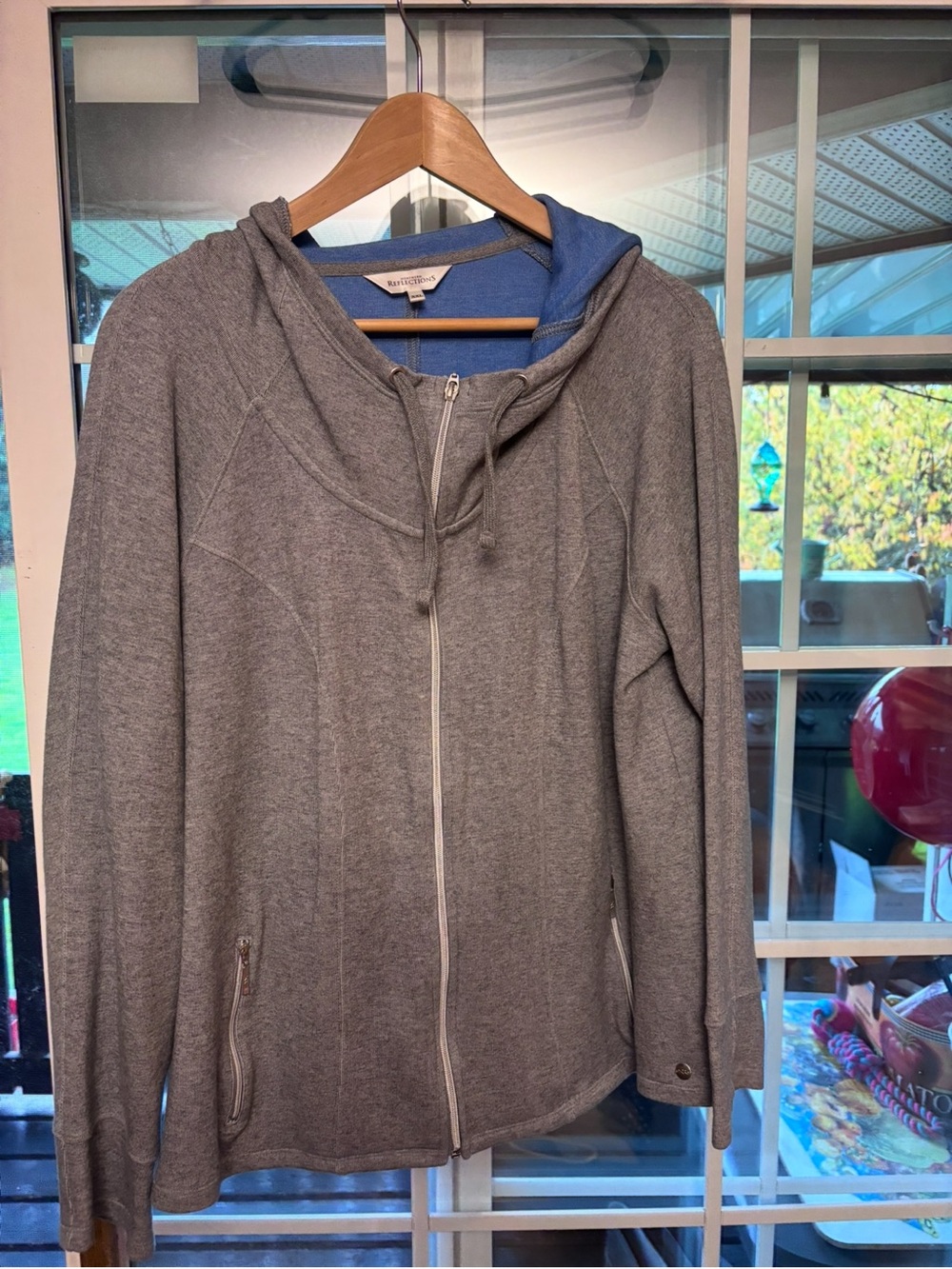 Northern Reflections Gray Zip-Up Hoodie with Blue Lining